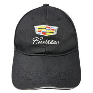 Cadillac Baseball Cap Black One Size Strapback Embroidered Logo Crest Car Hat